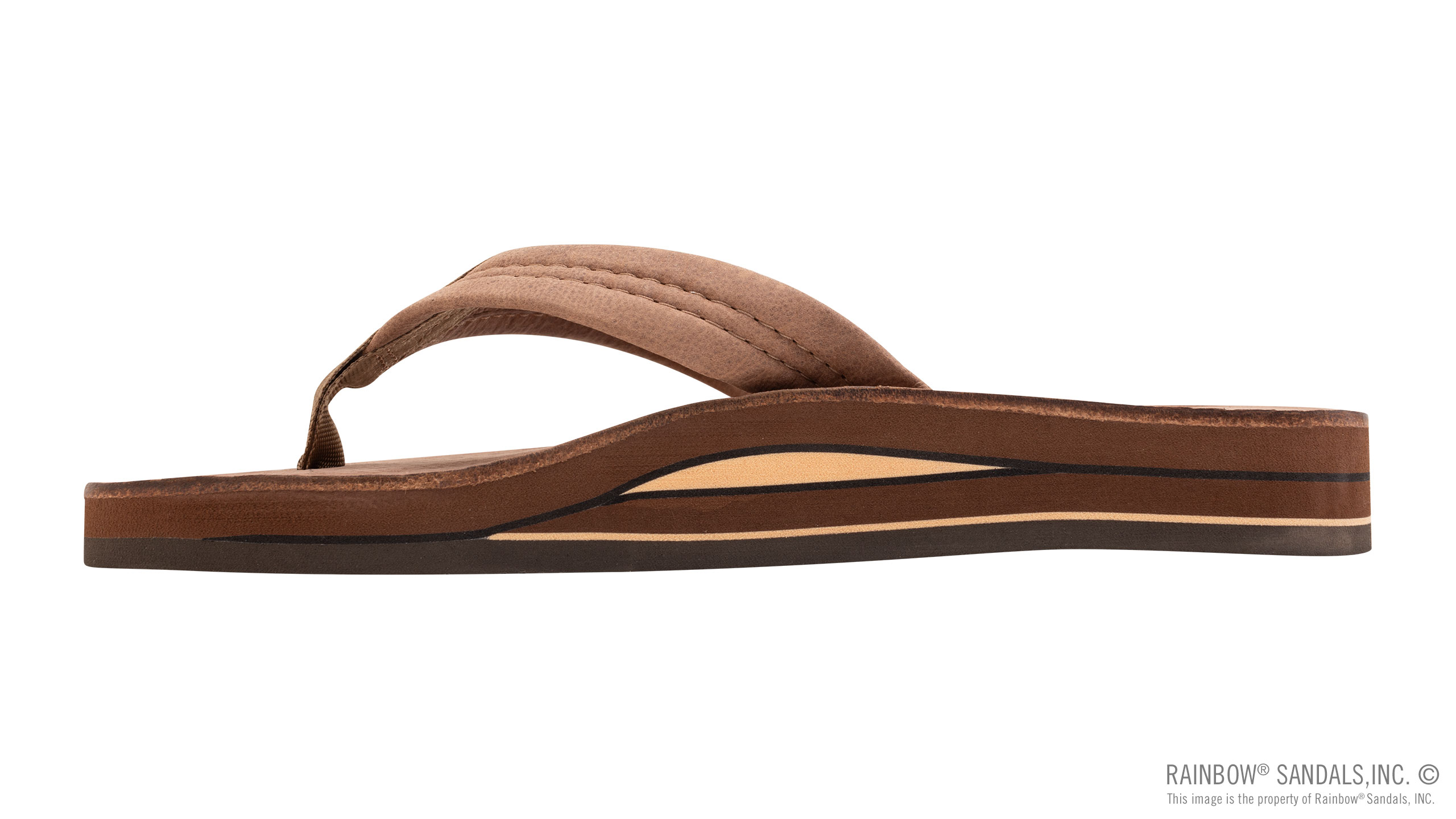  Rainbow Sandals Mens Luxury Leather - Single Layer Arch  Support, Buckskin, Mens size S / 7.5-8.5