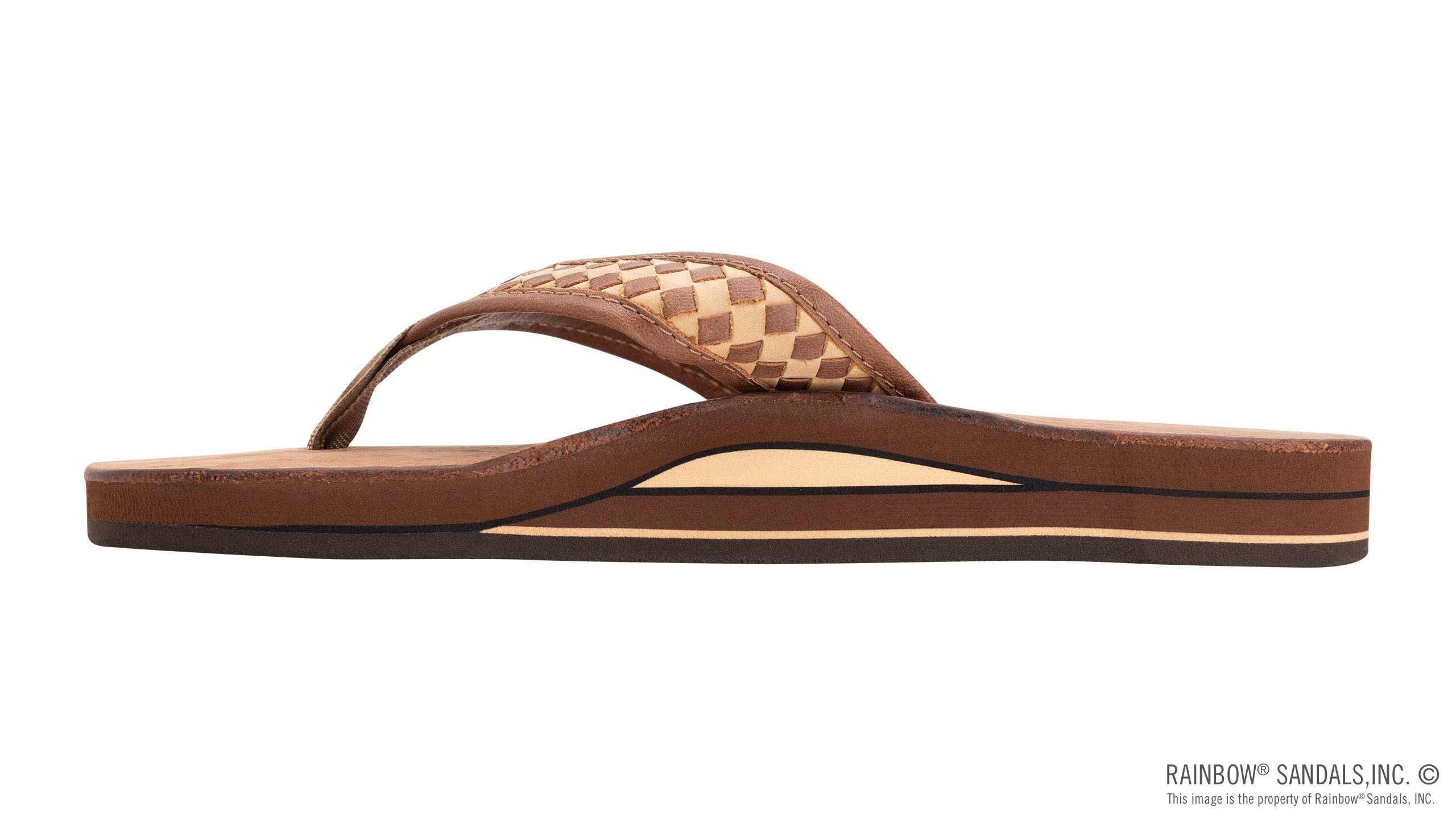 Rainbow Sandals Mens The Bentley Luxury Leather Single Layer Arch Hand Woven Strap 