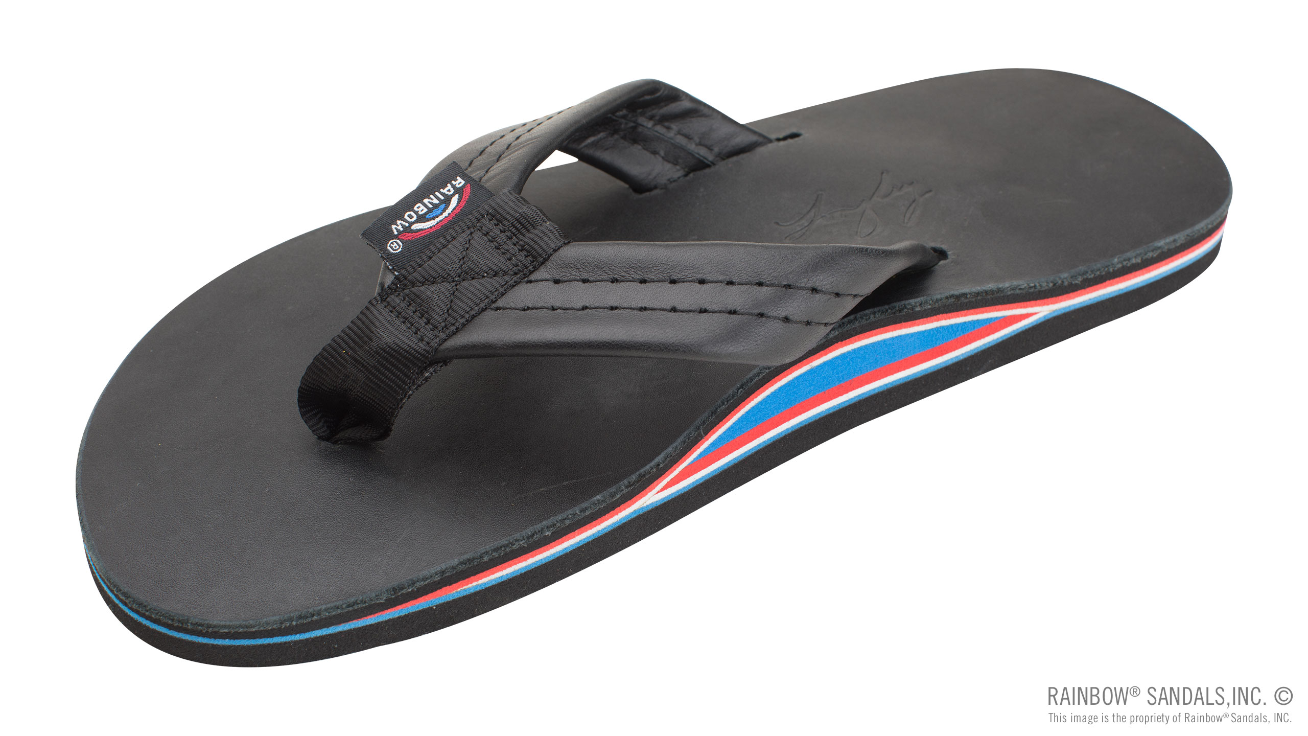 The Americana - Men's Single Layer Classic Leather with Red White & Blue  Mid Sole